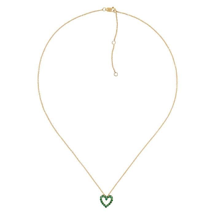 10K Yellow Gold Emerald-Set Heart Necklace
