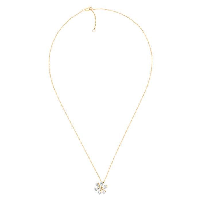 10K Yellow Gold Diamond-Set Flower Necklace