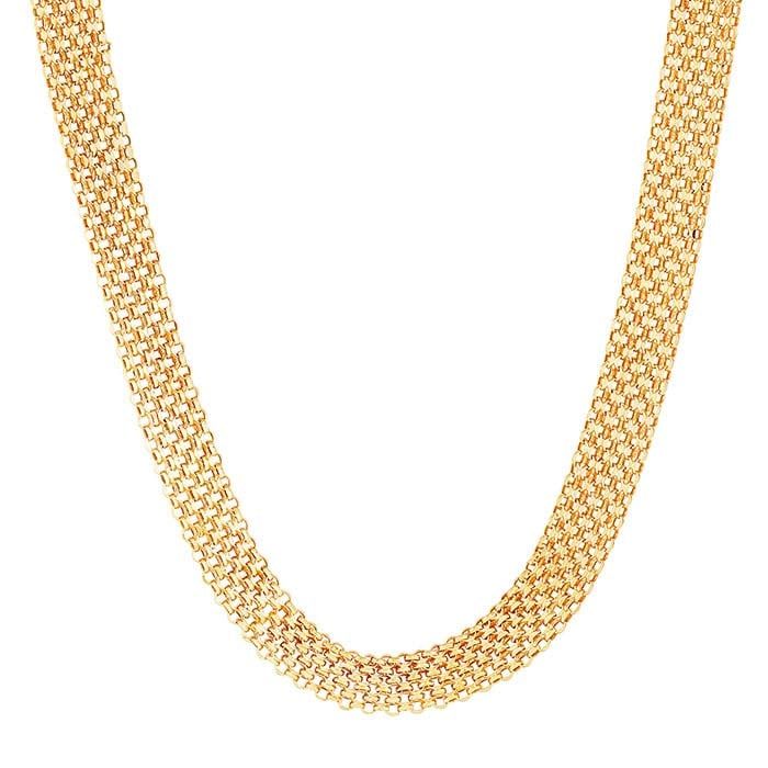 14K Yellow Gold 8.5mm Hollow Bismark Chain 18"