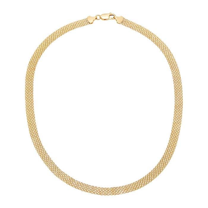 14K Yellow Gold 8.5mm Hollow Bismark Chain 18"
