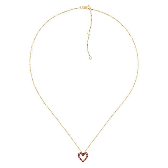 10K Yellow Gold Ruby-Set Heart Necklace