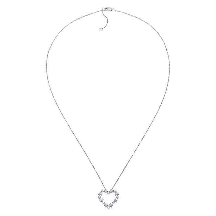 10K White Gold Diamond-Set Heart Necklace