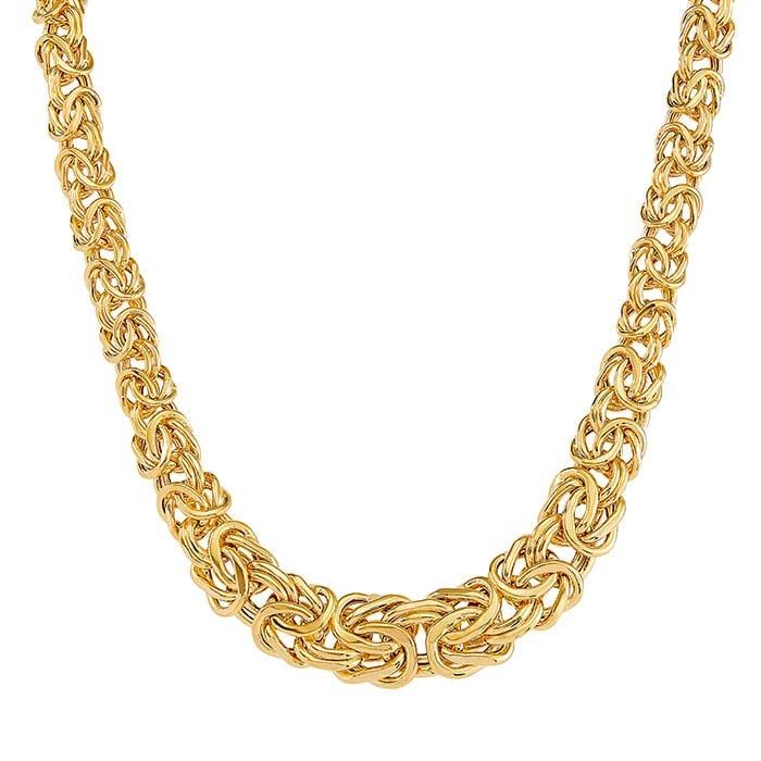 14K Yellow Gold Graduated Byzantine Chain Necklace