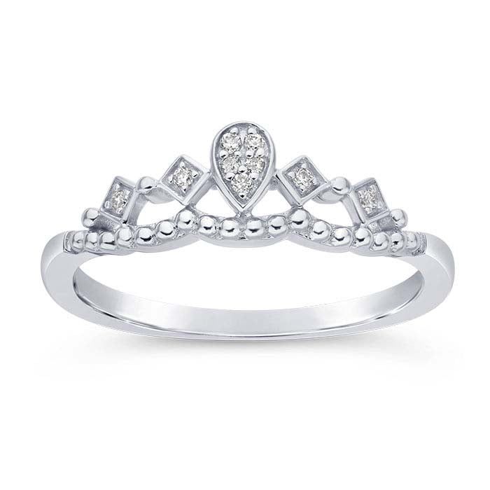 14K White Gold Diamond-Set Tiara Ring