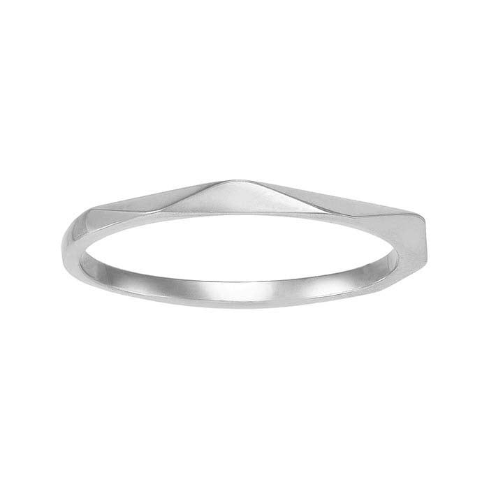 14K White Gold Geometric Band