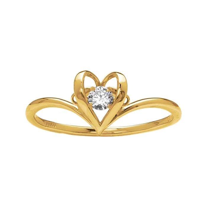 Dancing Stone™ 14K White or Yellow Gold Lab-Grown Diamond-Set Heart Ring