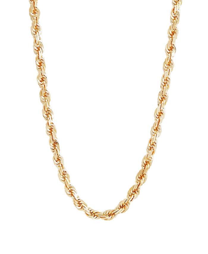 10K Yellow Gold 6.5mm Solid  Glitter Rope Chain 30"