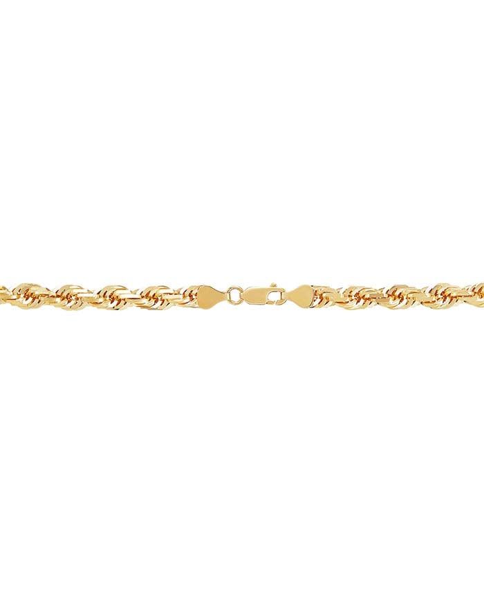 10K Yellow Gold 6.5mm Solid  Glitter Rope Chain 30"