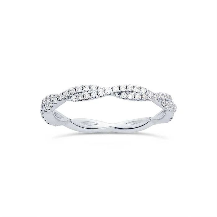 10K White Gold Diamond Twist Ring