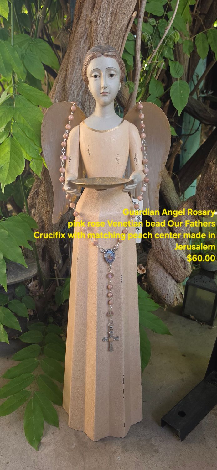 Guardian Angel Rosary Pink Rose Venetian Bead Our Fathers Guardian Angel Rosary Pink Rose Venetian Bead Our Fathers