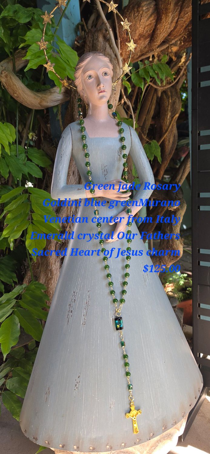 Green Jade Rosary Goldini Blue Green Murano Green Jade Rosary Goldini Blue Green Murano