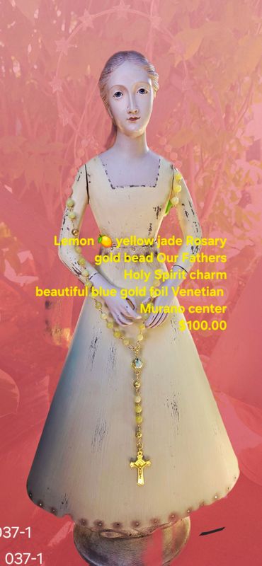 Lemon Yellow Jade Rosary Gold Bead Our Fathers Lemon Yellow Jade Rosary Gold Bead Our Fathers