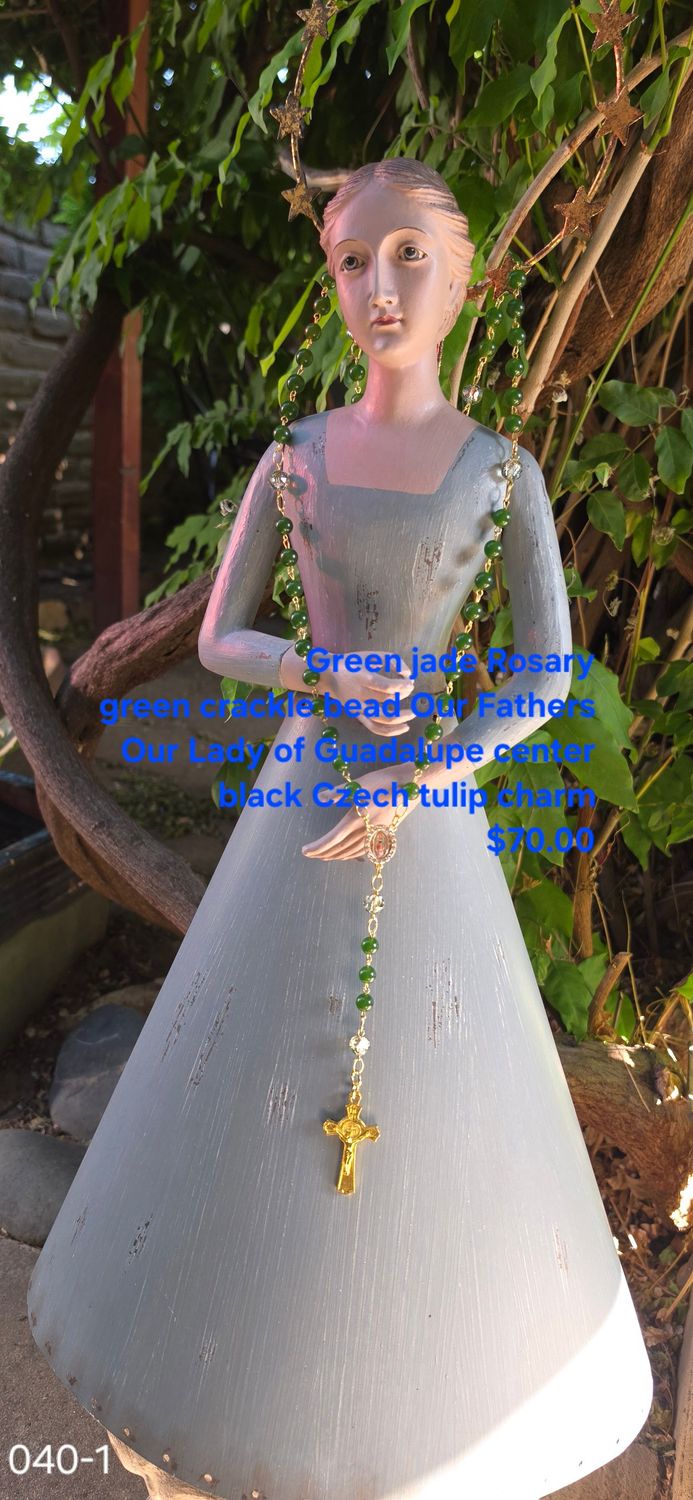 Green Jade Rosary Green Crackle Bead Our Fathers Green Jade Rosary Green Crackle Bead Our Fathers