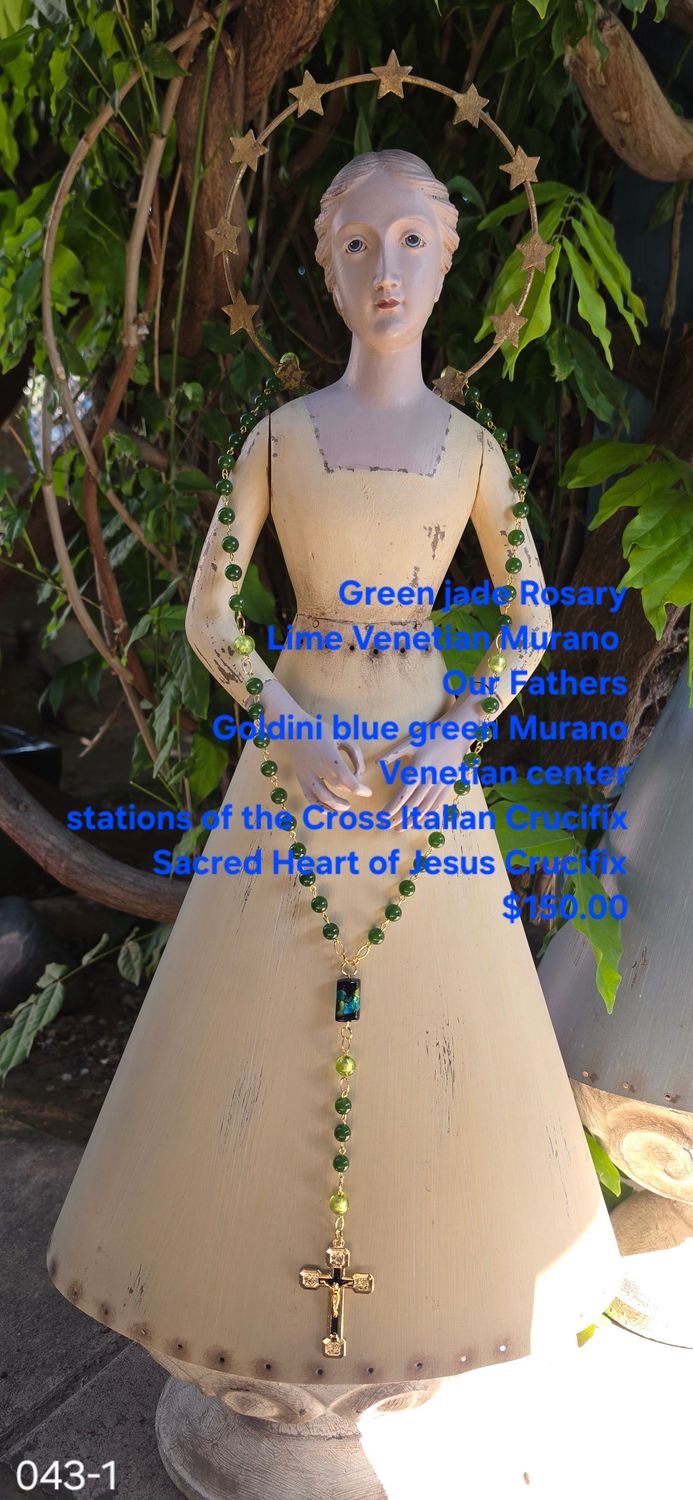 Green Jade Rosary Lime Venetian Murano Our Fathers Green Jade Rosary Lime Venetian Murano Our Fathers