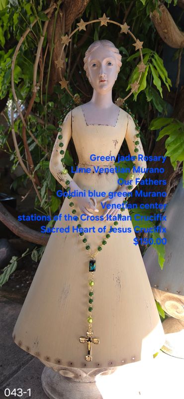 Green Jade Rosary Lime Venetian Murano Our Fathers Green Jade Rosary Lime Venetian Murano Our Fathers
