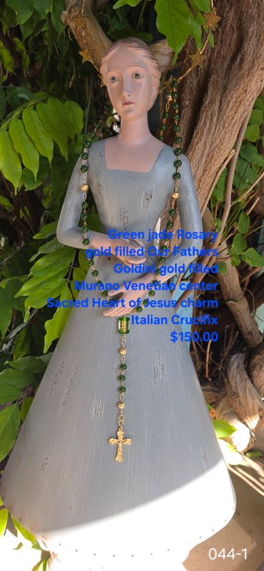 Green Jade Rosary Gold Filled Our Fathers Green Jade Rosary Gold Filled Our Fathers