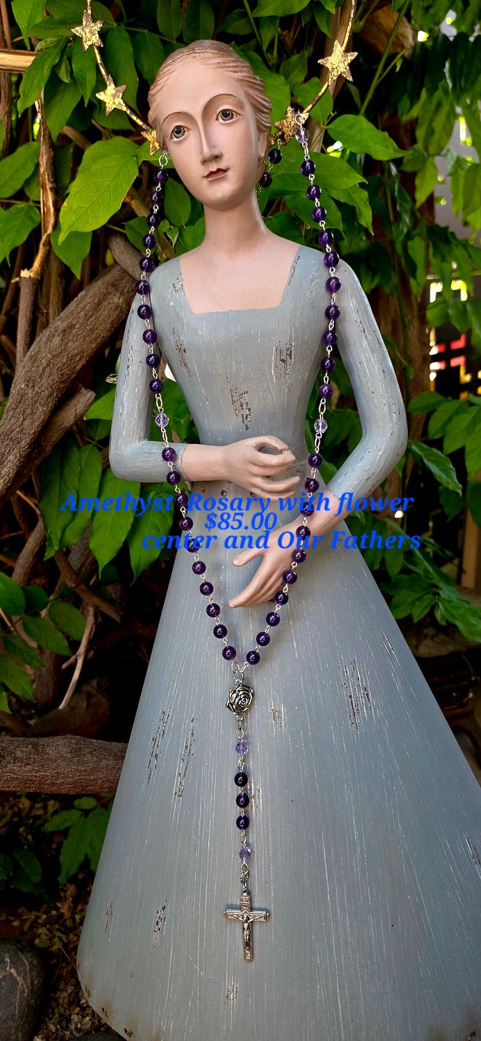 Amethyst Rosary with Flower Amethyst Rosary with Flower