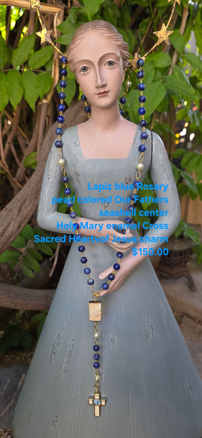 Lapiz Blue Rosary Pearl Colored Our Fathers Lapiz Blue Rosary Pearl Colored Our Fathers