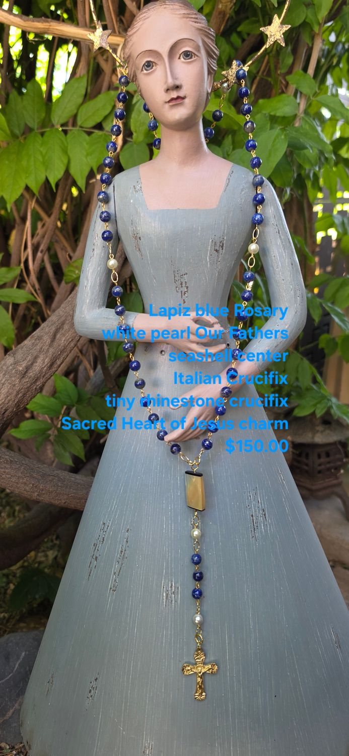 Lapiz Blue Rosary White Pearl Our Fathers Lapiz Blue Rosary White Pearl Our Fathers