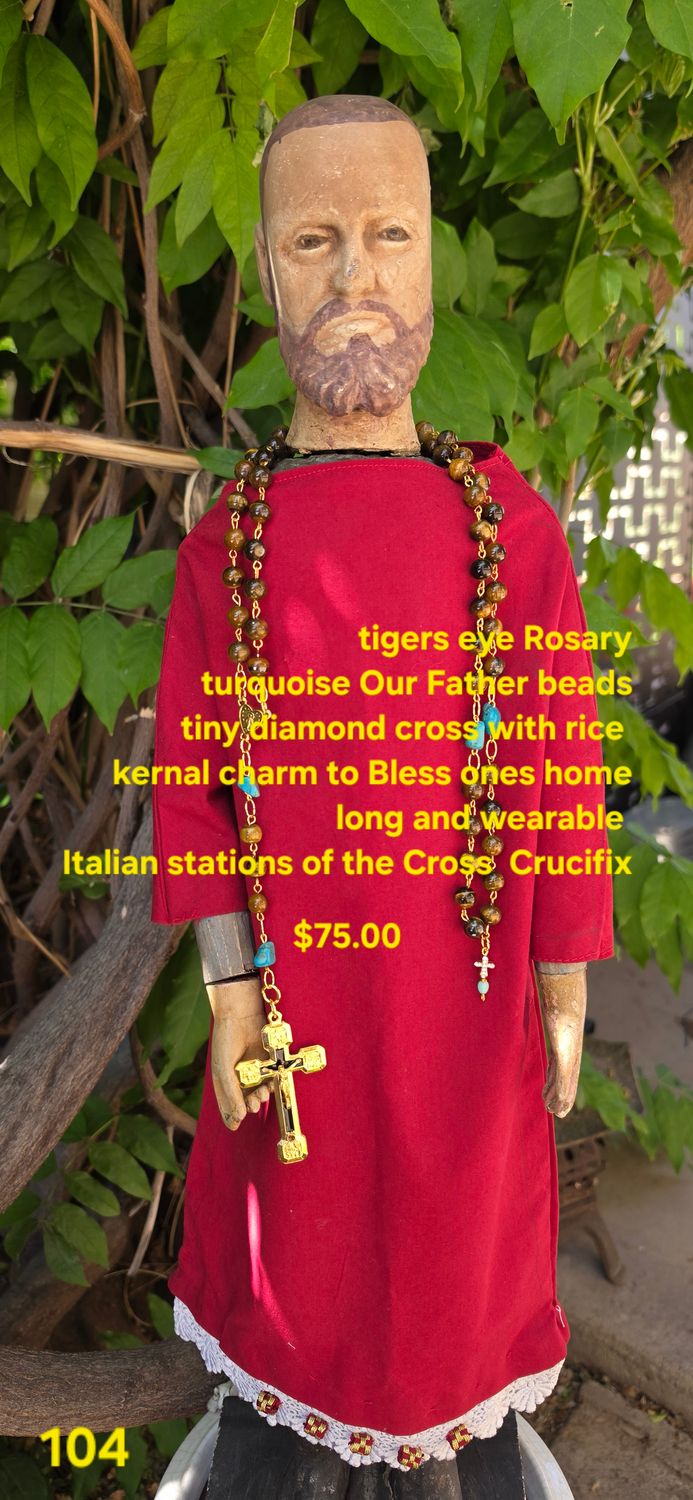 Tigers Eye Rosary Turquoise Our father Beads Tigers Eye Rosary Turquoise Our father Beads