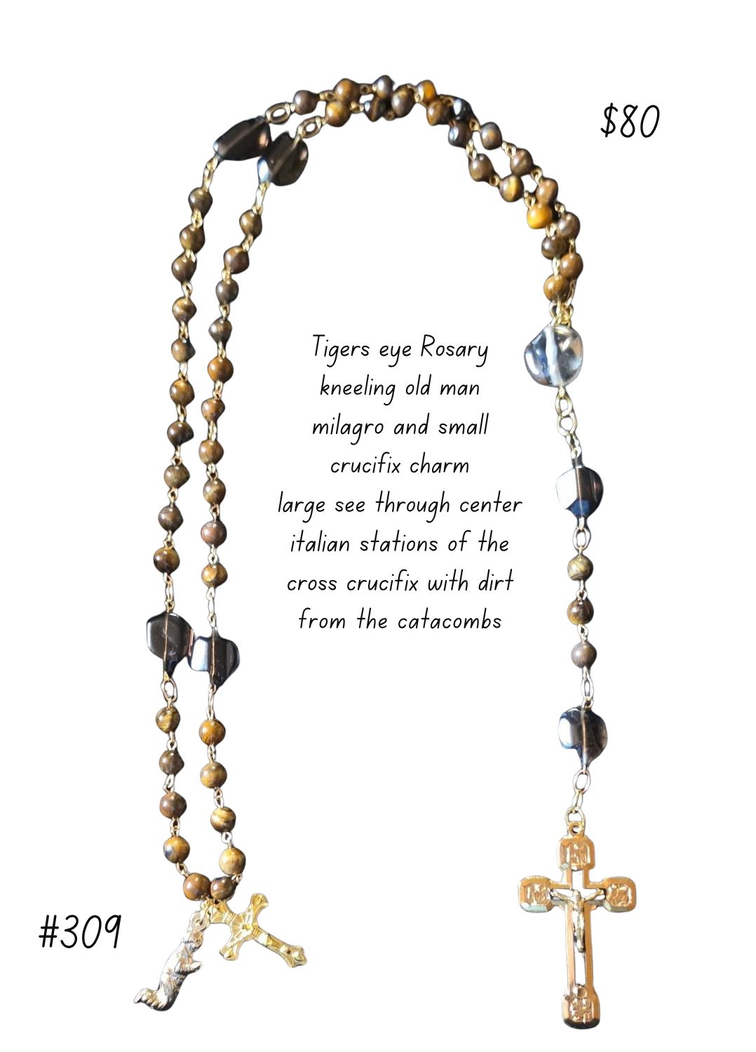 Tigers Eye Rosary Kneeling Old Man Milagro Tigers Eye Rosary Kneeling Old Man Milagro