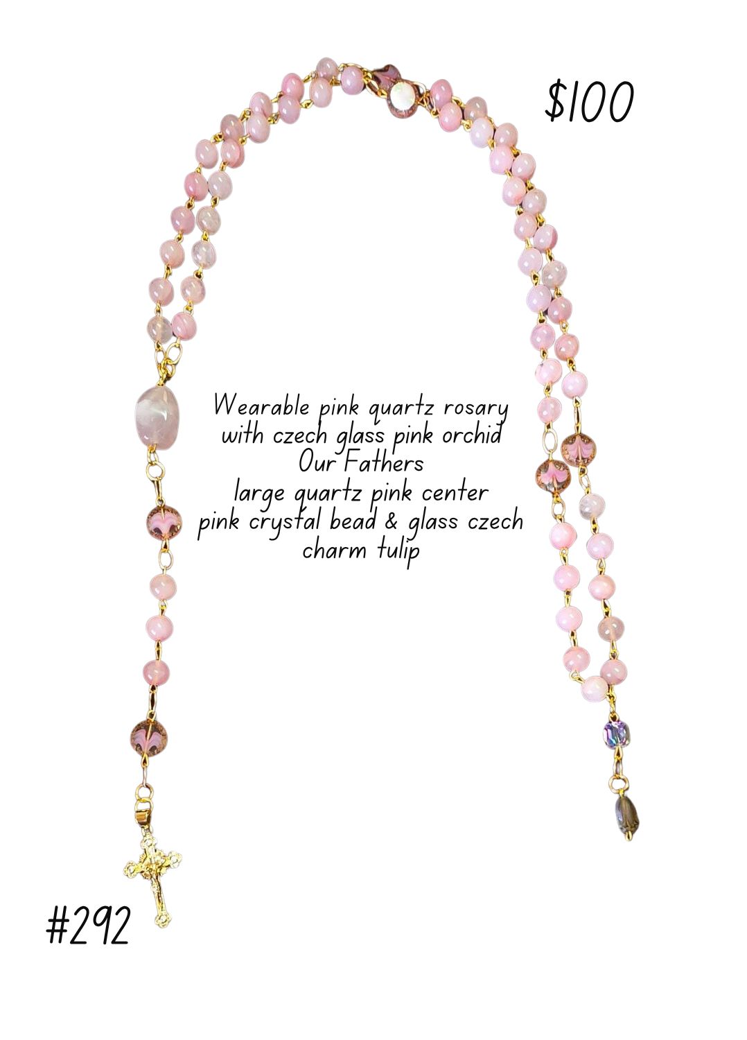 Wearable Pink Quartz Rosary Wearable Pink Quartz Rosary