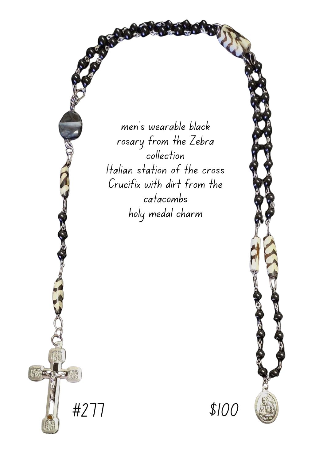 Black Rosary From The Zebra Collection Black Rosary From The Zebra Collection