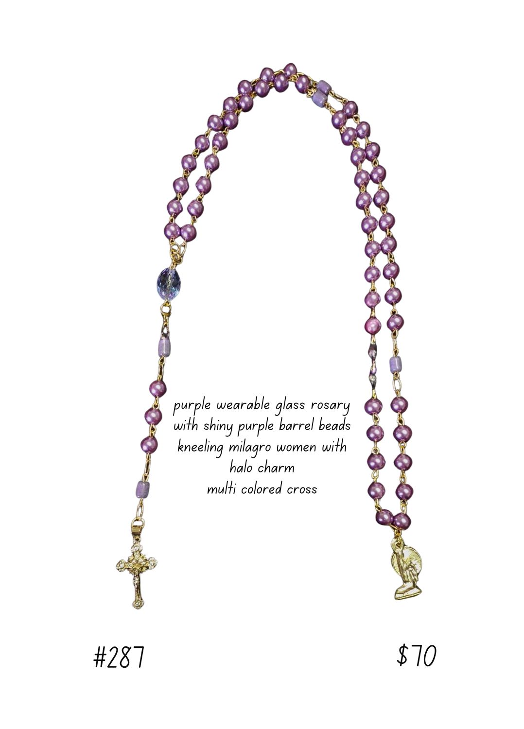 Purple Wearable Glass Rosary Purple Wearable Glass Rosary