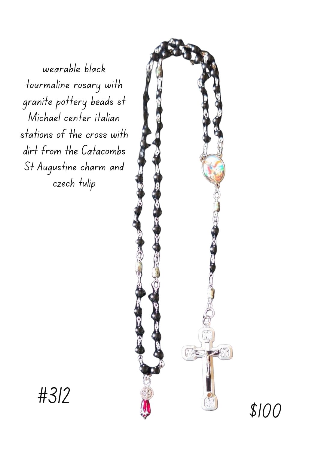 Wearable Black Tourmaline Rosary Wearable Black Tourmaline Rosary