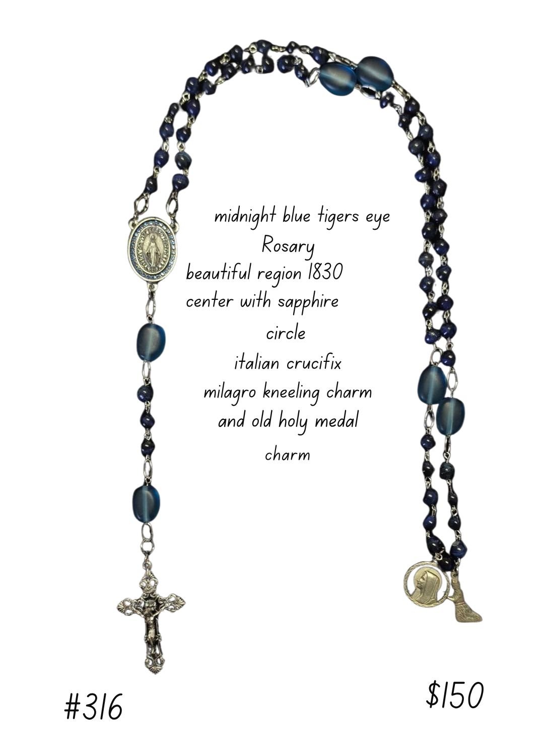 Midnight Blue Tigers Eye Rosary