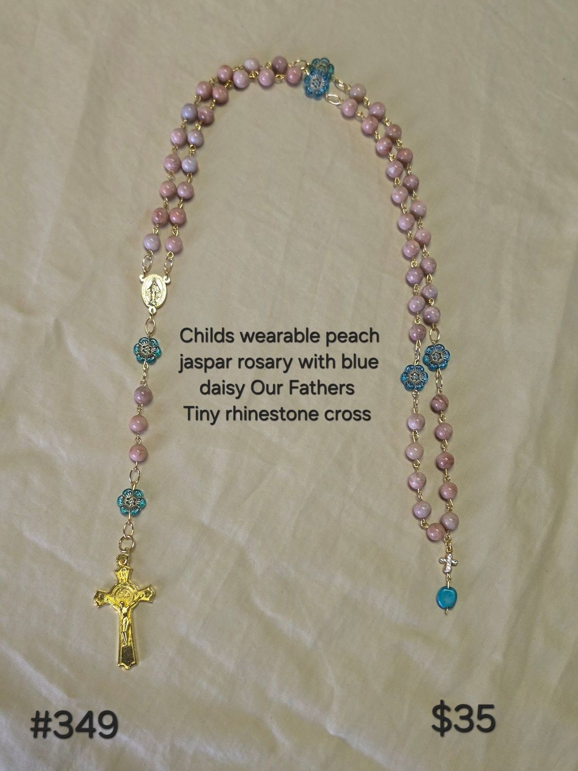 Child's Wearable Peach Jaspar Rosary Child's Wearable Peach Jaspar Rosary