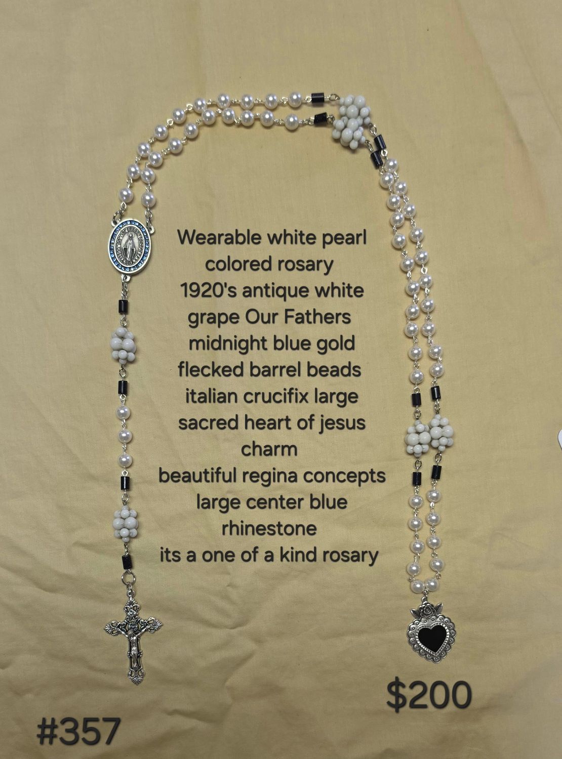 Wearable White Pearl Colored Rosary