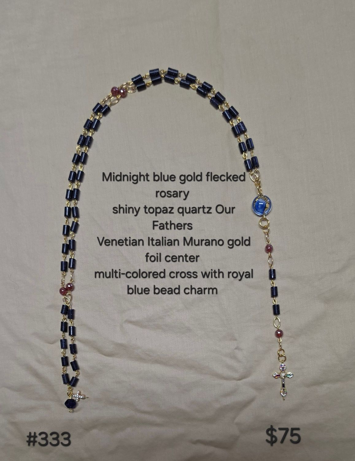 Midnight Blue Gold Flecked Rosary