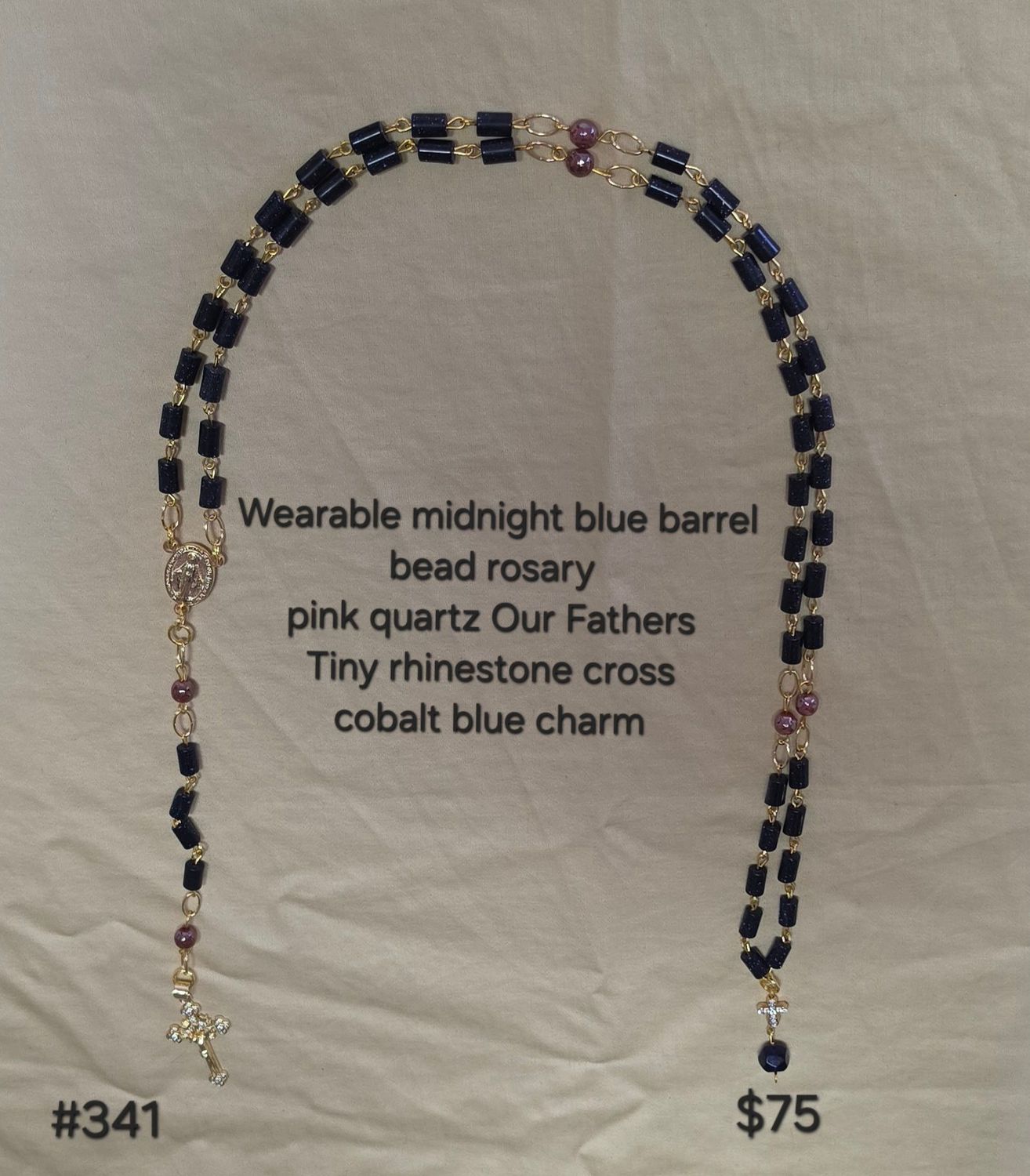 Wearable Midnight Blue Barrel Bead Rosary Wearable Midnight Blue Barrel Bead Rosary