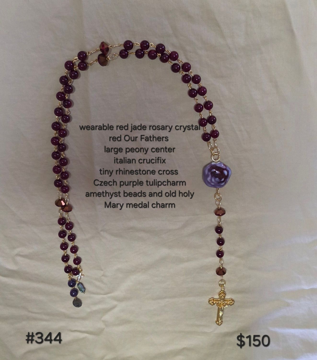 Wearable Red Jade Rosary Crystal Wearable Red Jade Rosary Crystal