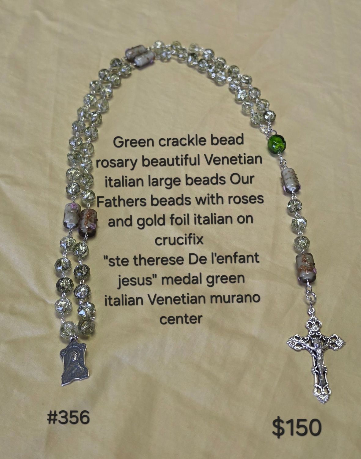 Green Crackle Bead Rosary Green Crackle Bead Rosary