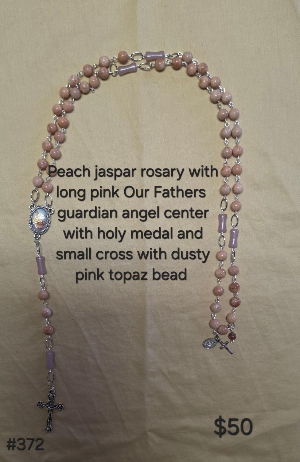 Peach Jaspar Rosary with Long Pink Peach Jaspar Rosary with Long Pink