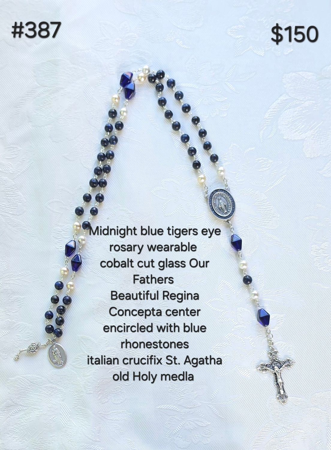 Midnight Blue Tigers Eye Rosary
