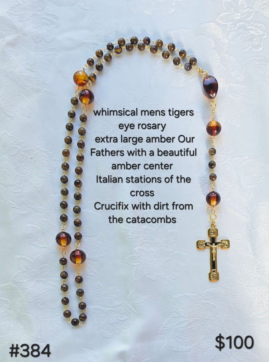 Whimsical Men's Tigers Eye Rosary Whimsical Men's Tigers Eye Rosary