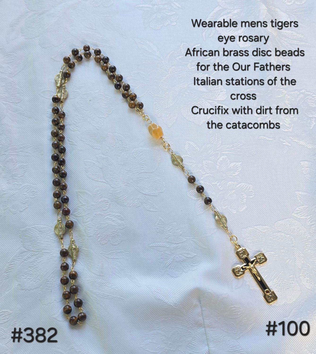 Wearable Men's Tigers Eye Rosary Wearable Men's Tigers Eye Rosary