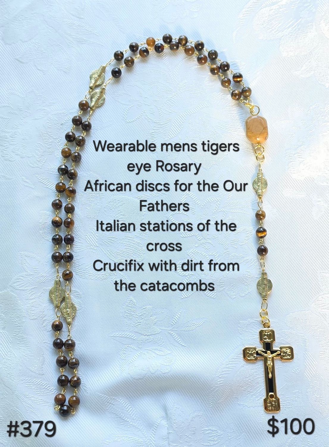 Wearable Men's Tigers Eye Rosary