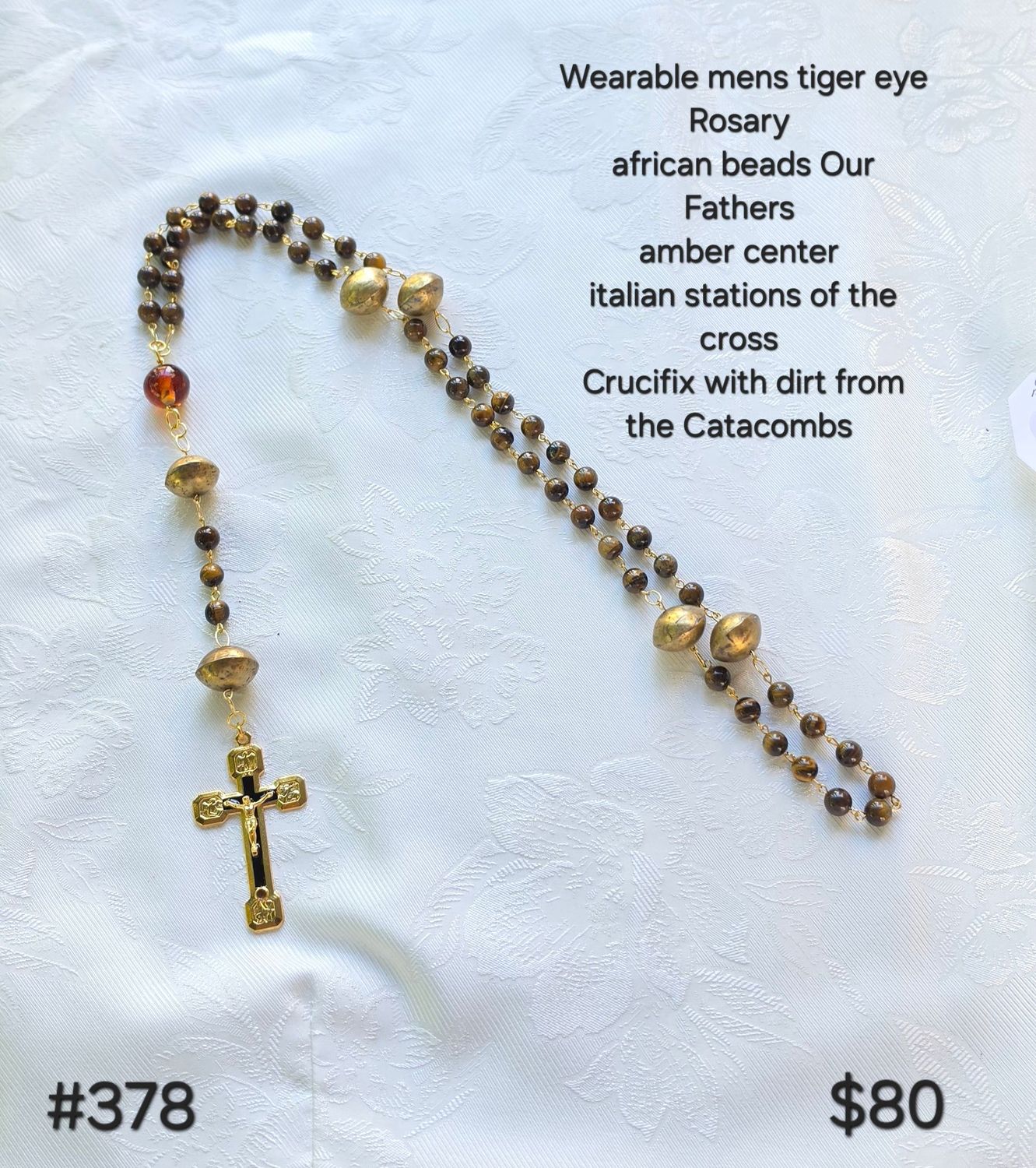Wearable Men's Tigers Eye Rosary
