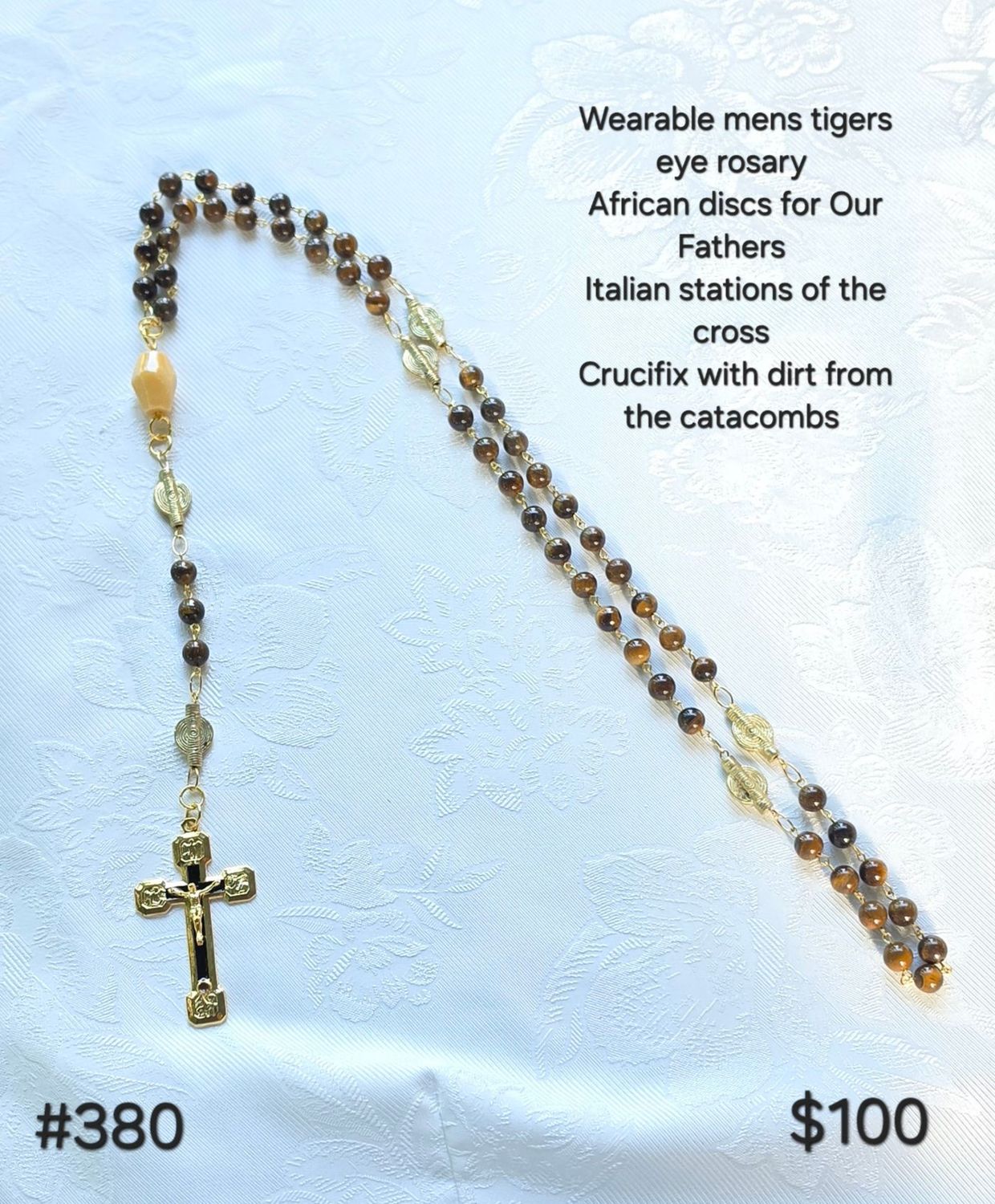 Wearable Men's Tigers Eye Rosary