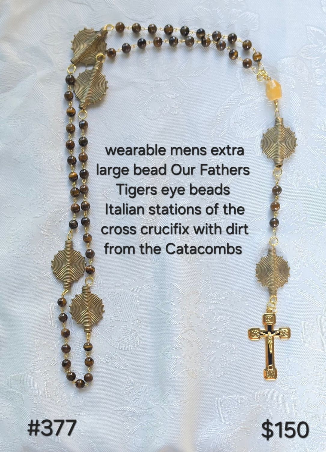 Wearable Men's Tigers Eye Rosary