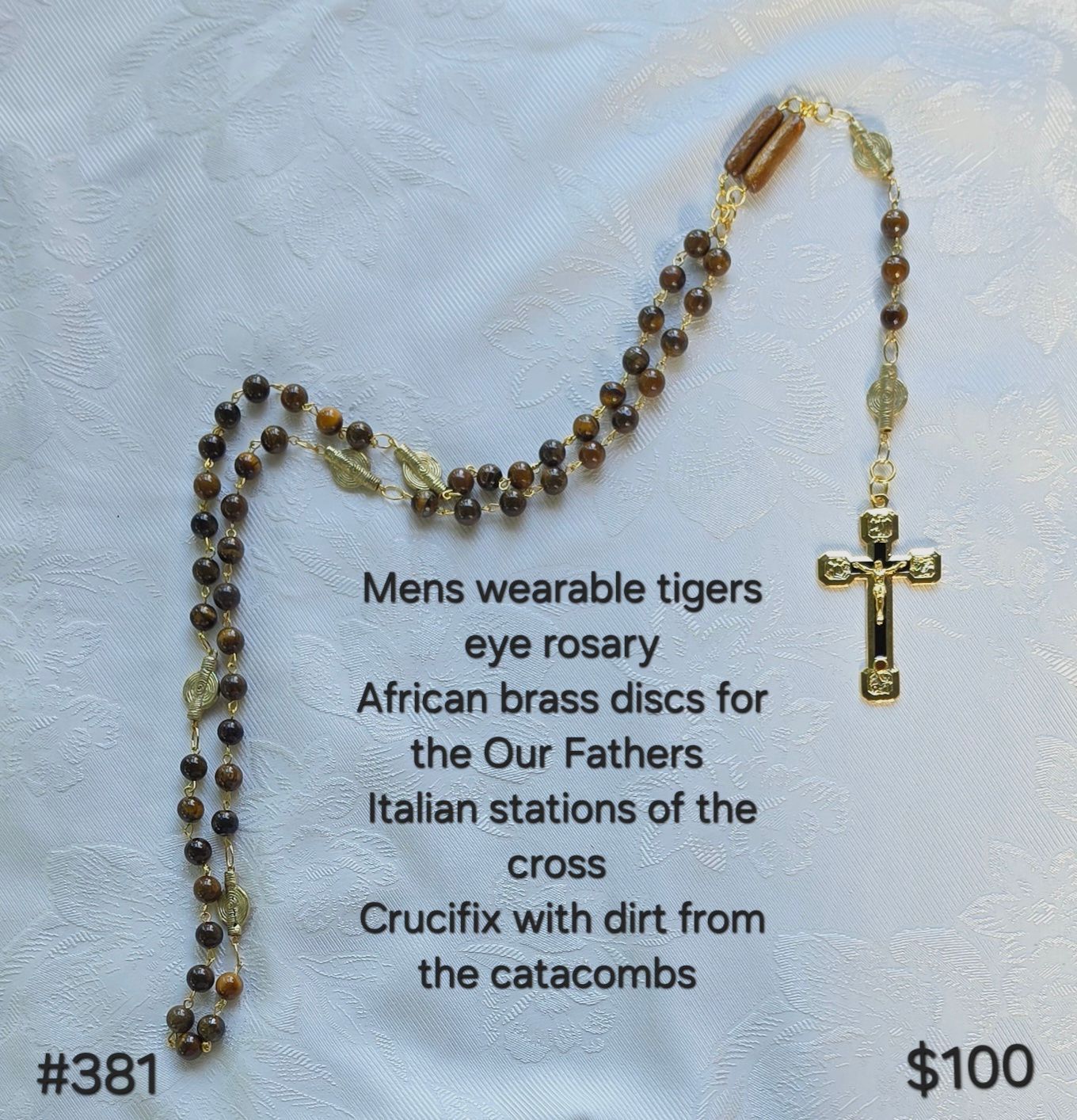 Men's wearable Tigers Eye Rosary Men's wearable Tigers Eye Rosary