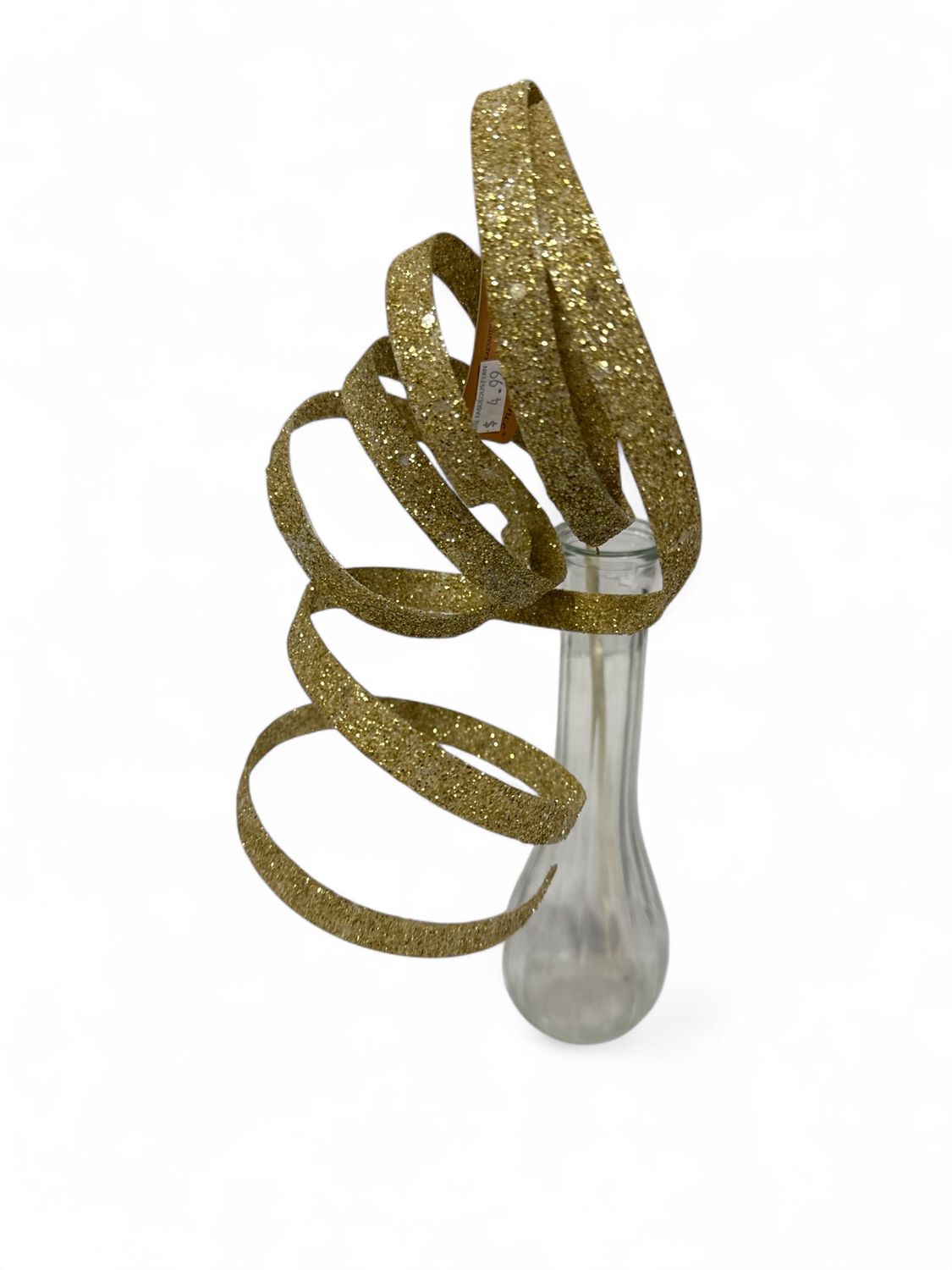 Gold Glitter Spiral Ribbon Spray