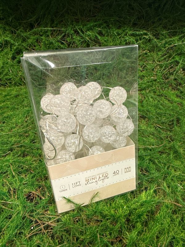 LED Ball Ornament Light String w/ 6 hr Timer 11'