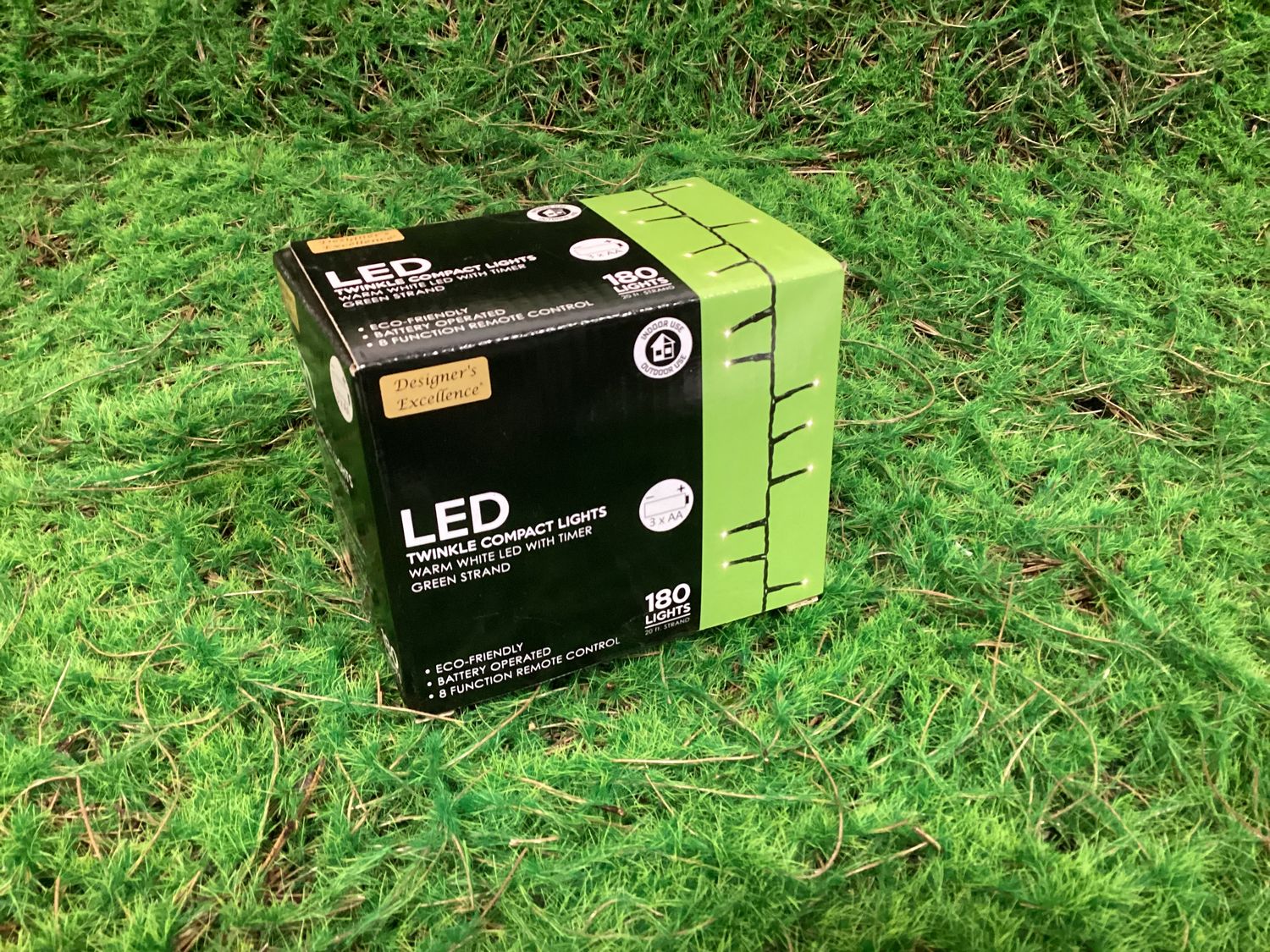 Green Wire Twinkle Lights with Timer &amp; Remote