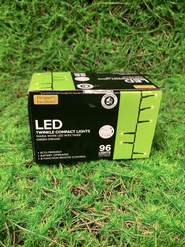 Green Wire Twinkle Lights With Remote &amp; Timer