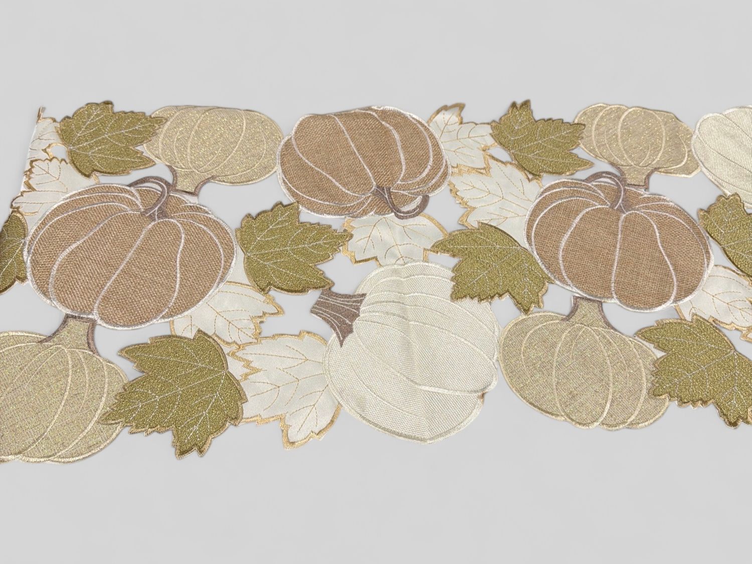 Pumpkin &amp; Leaves Fabric Table Runner